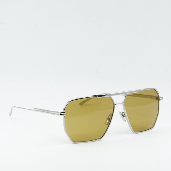 ?️ New Bottega Veneta BV1012S 007 Sunglasses - Silver Frame, Brown Lenses main image 2